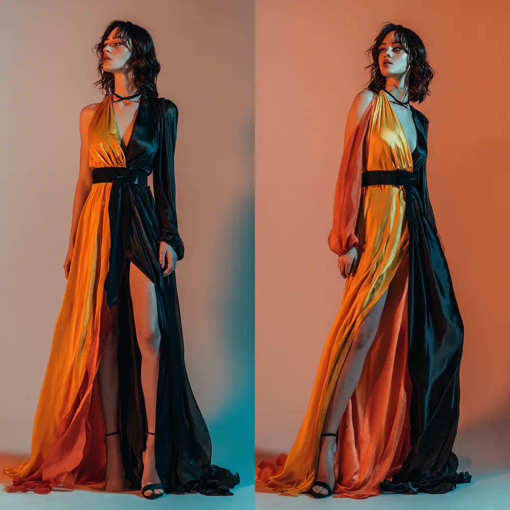 color blocked maxi dress for disco party