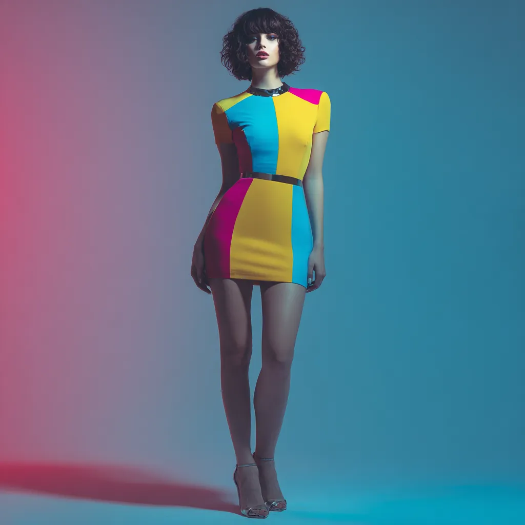 disco party mini dress with bold color blocks