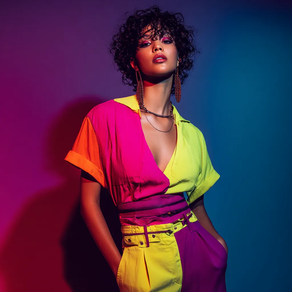 disco party outfit with bold color blocks
