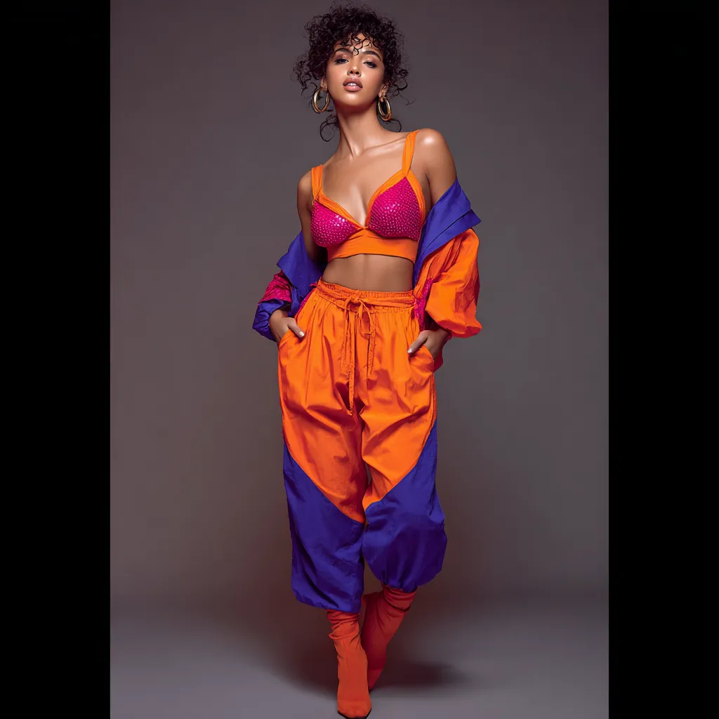 color blocking disco party outfit idea