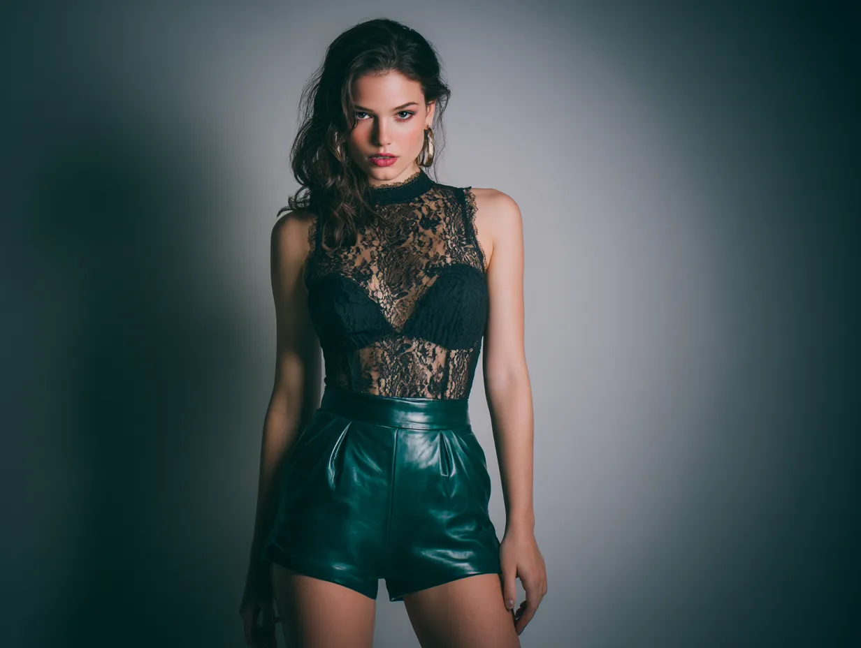 Lacy shorts in emerald