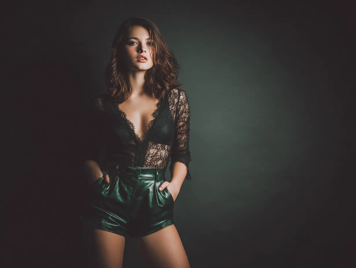 Lacy shorts in emerald