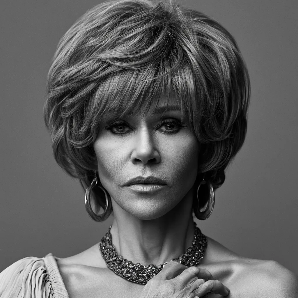 low-maintenance layered jane fonda hairstyles