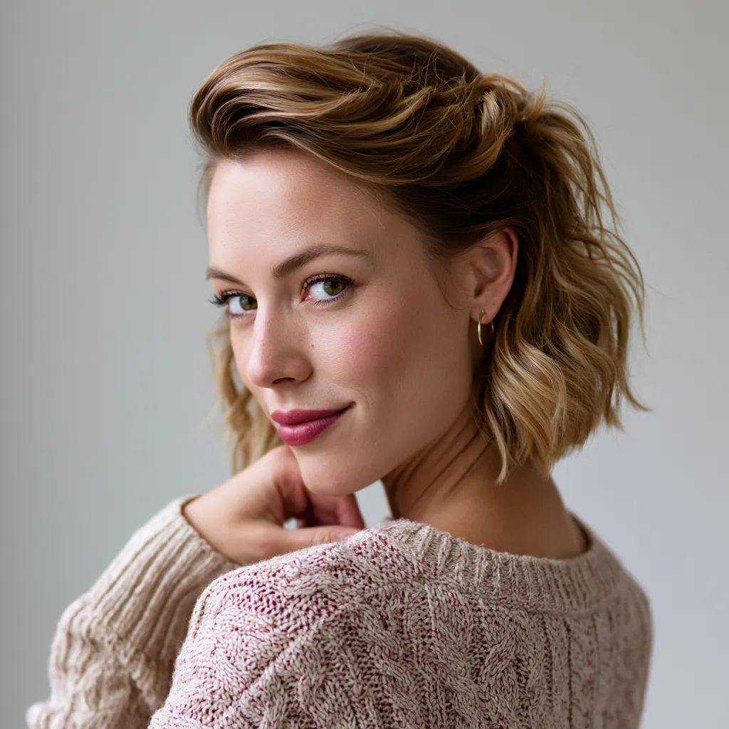 curled lower section half up twist short hair event styling