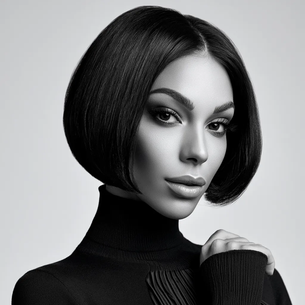 flat iron sleek bob short hair gloss spray cocktail party