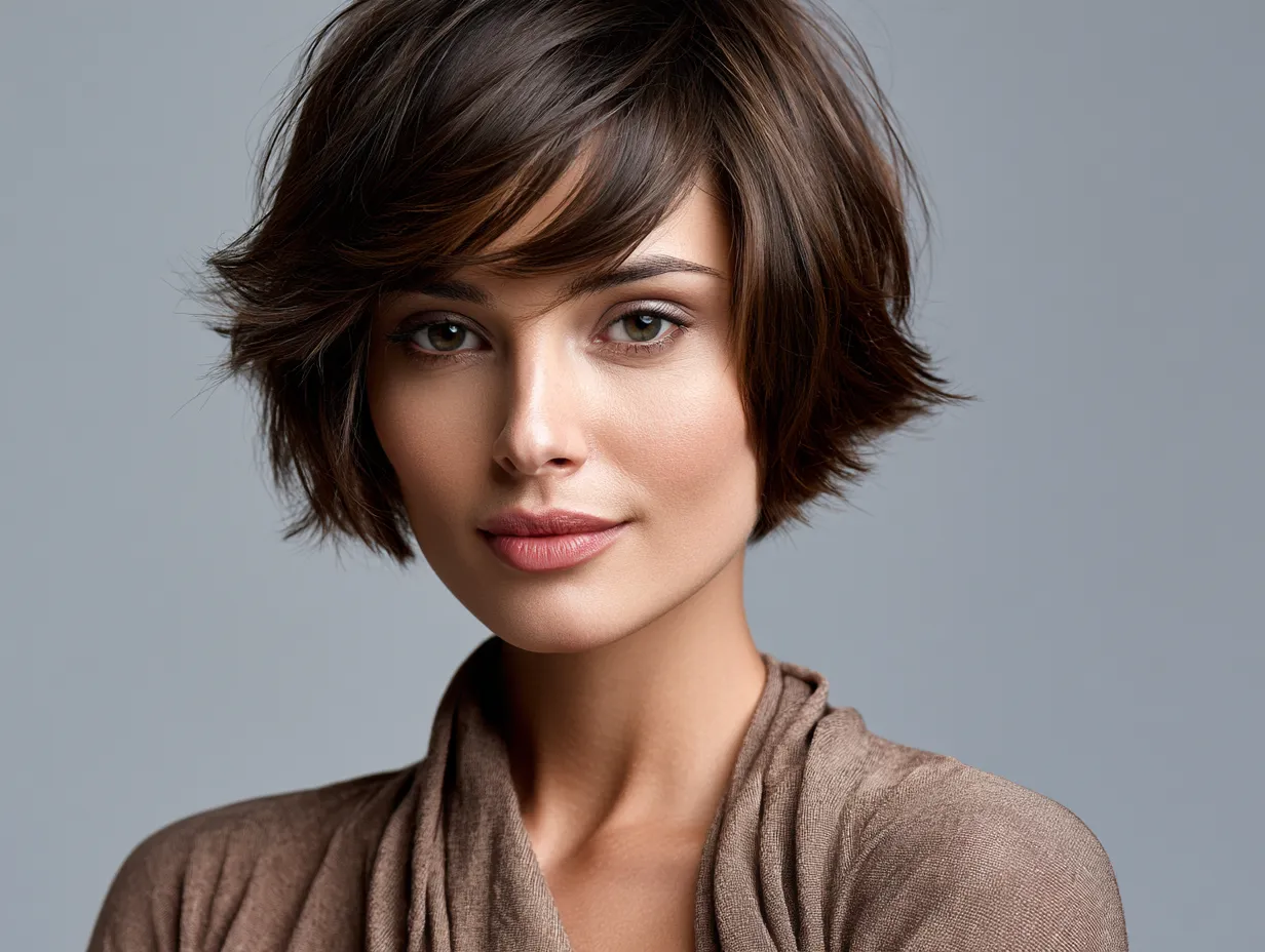 layered hair cut for round face