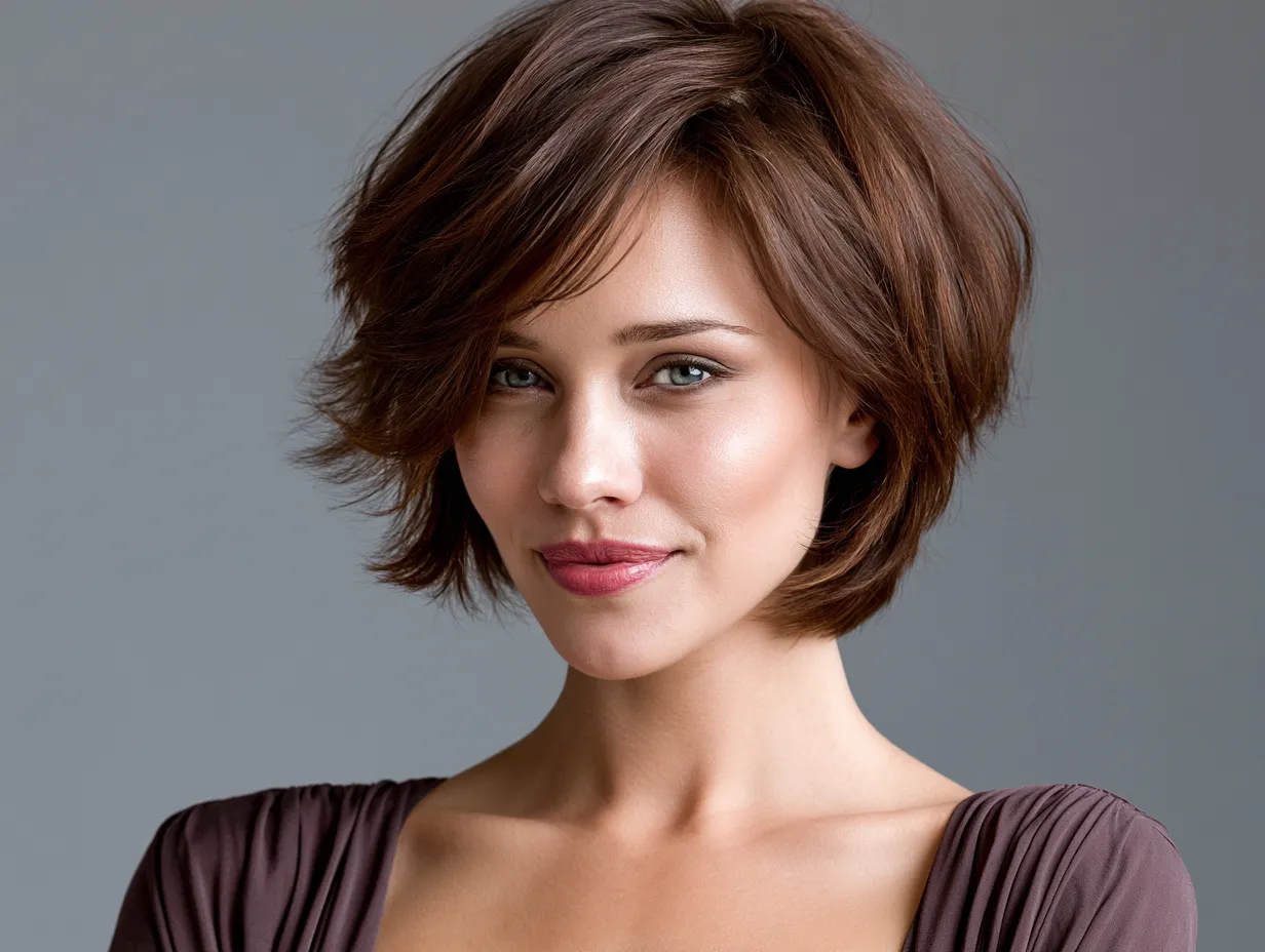 chubby face short layered haircuts