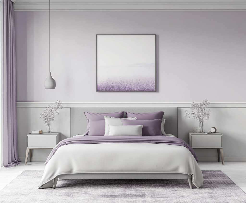 7+ Bedroom Paint Ideas with Gray and Lavender Accents