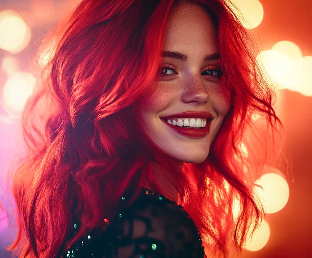 Medium Length Haircuts with Fiery Red Layers