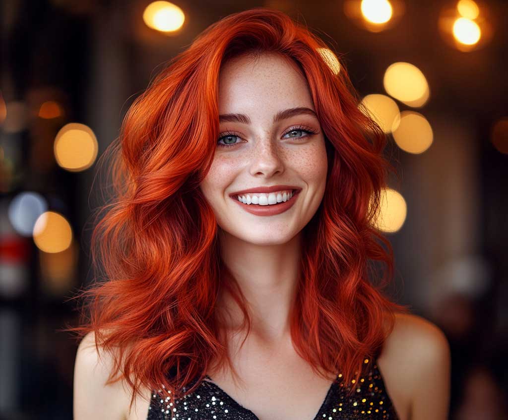 Medium Length Haircuts with Fiery Red Layers - 3