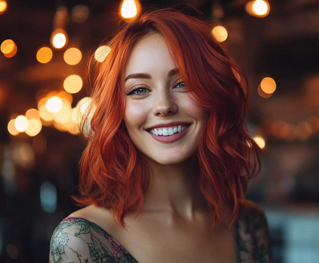 Medium Length Haircuts with Fiery Red Layers - 4