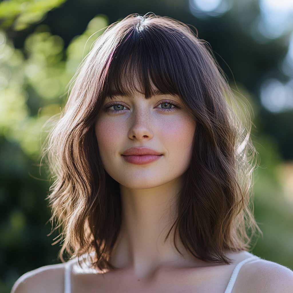 shoulder length layered hair with bangs styling