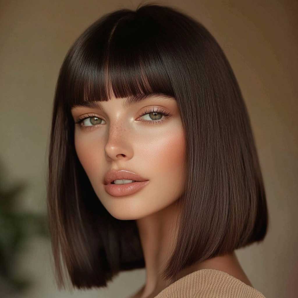 bangs for shoulder length hair straight styling