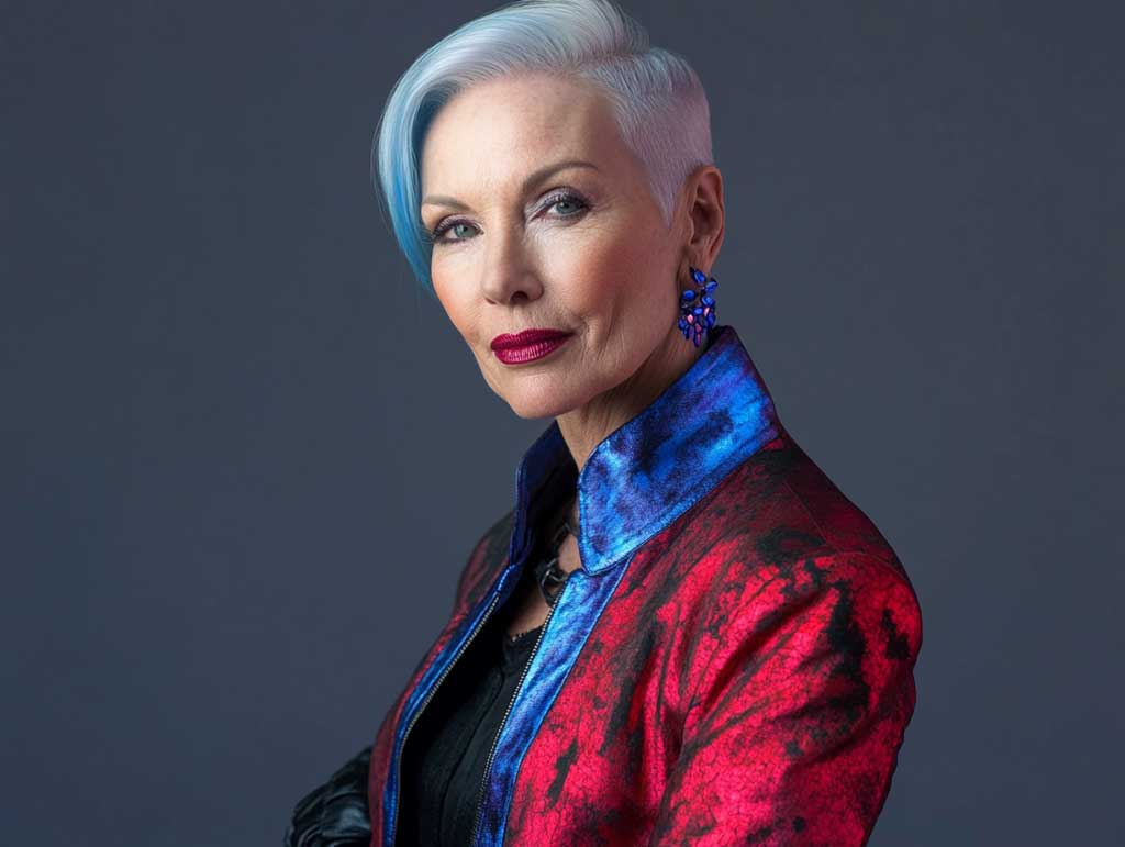 5+ Low Maintenance Haircuts for Women Over 50 in Electric Blue Shades