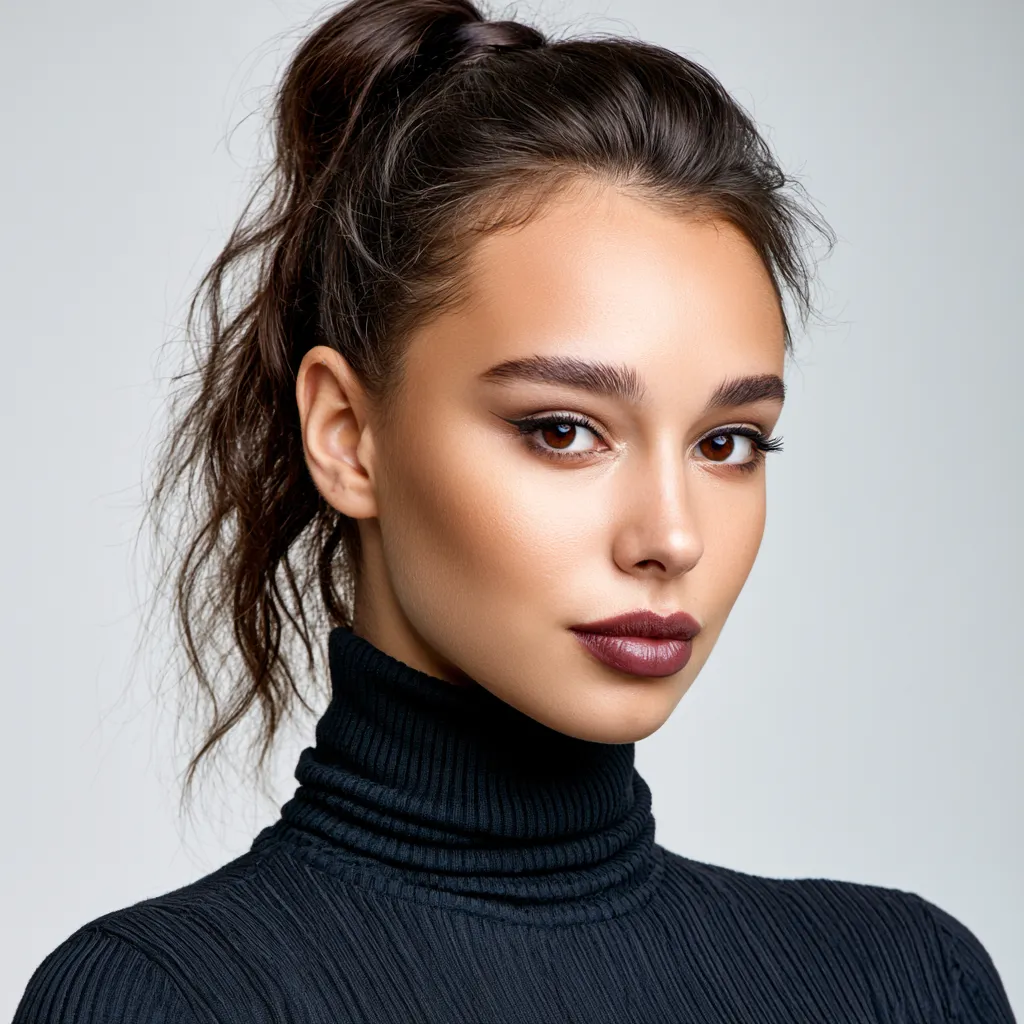 high ponytail for round face