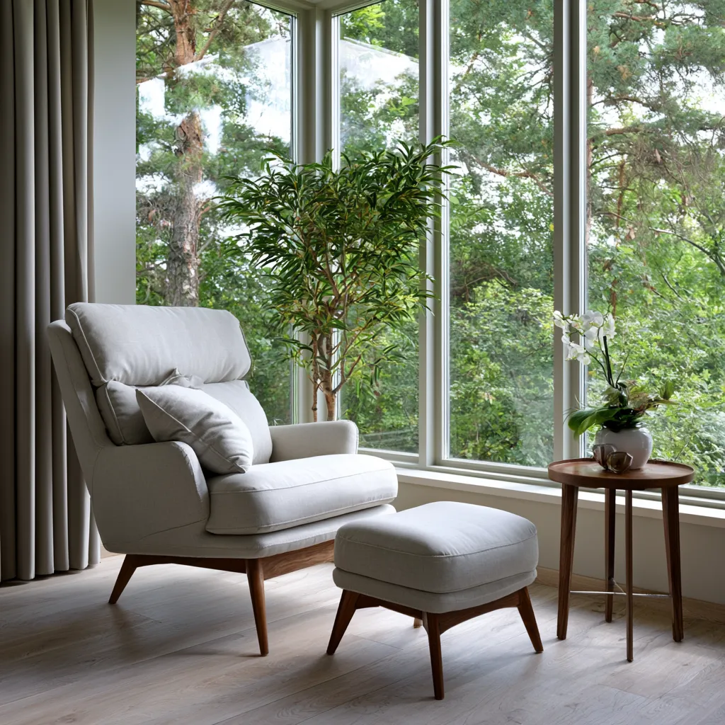 large picture windows flooding contemporary interior with natural light