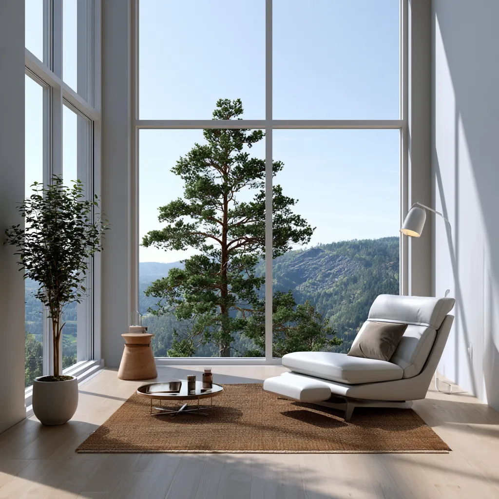 floor-to-ceiling big picture window in modern living room