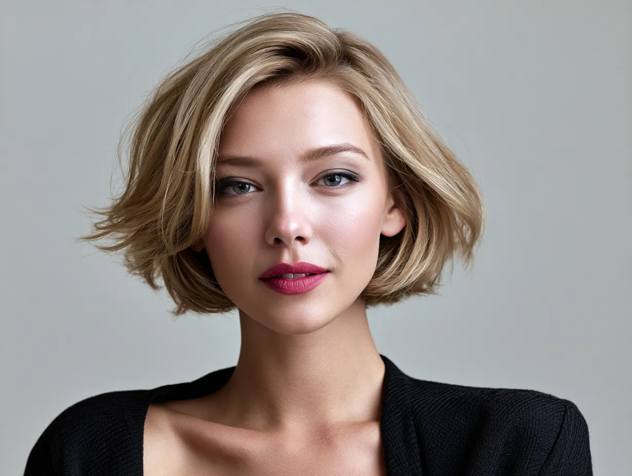 layered bob for round face