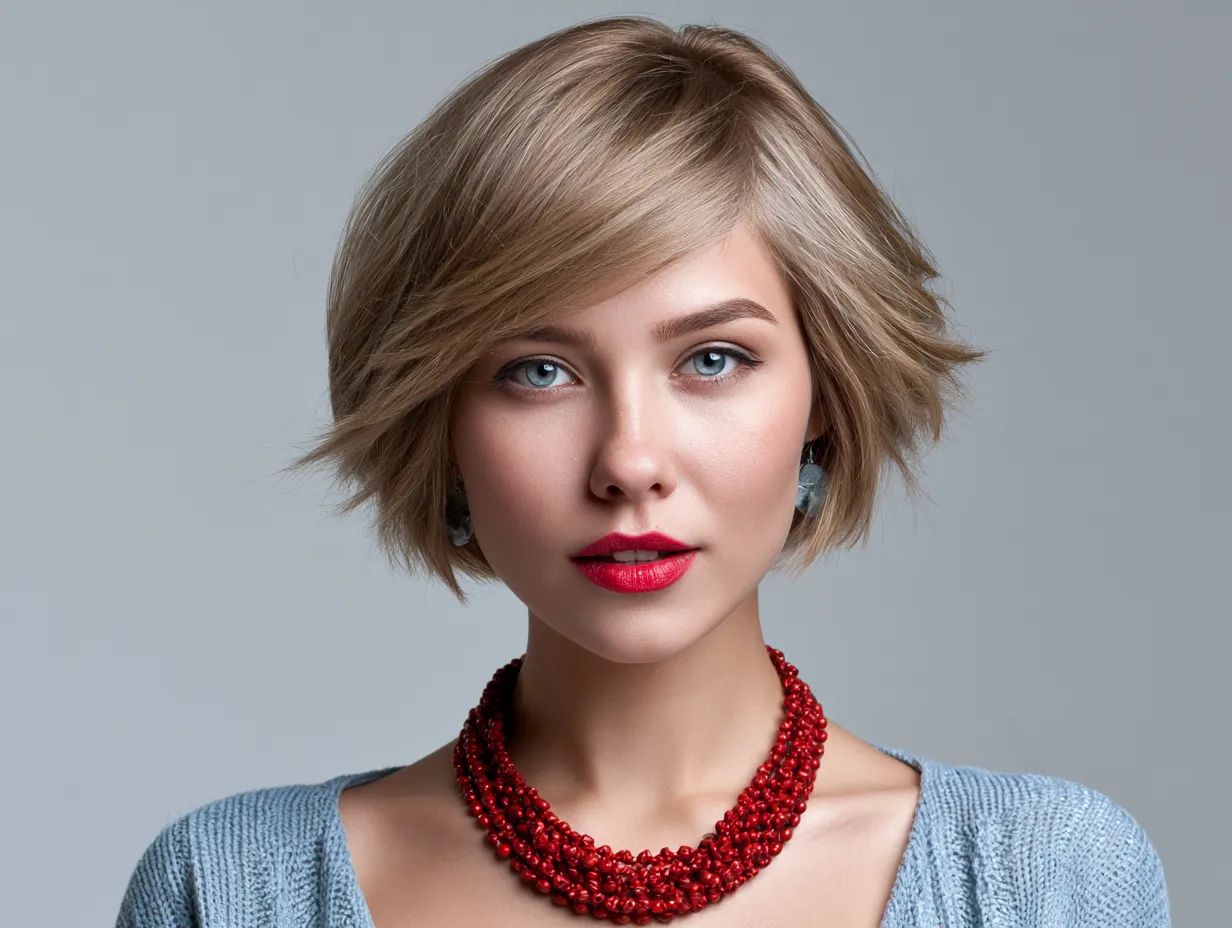 layered bob for round faces