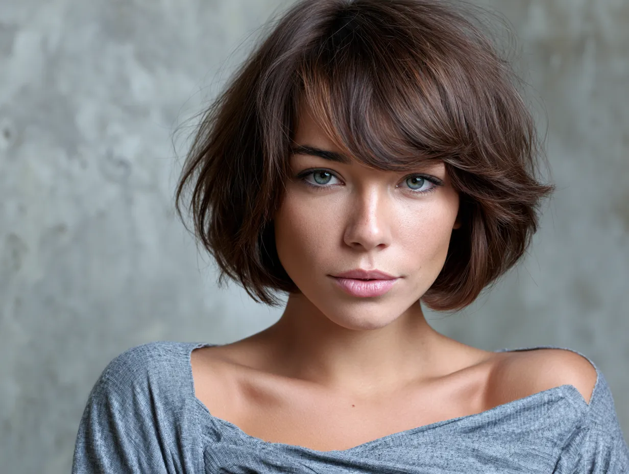 layered bob haircut for round face