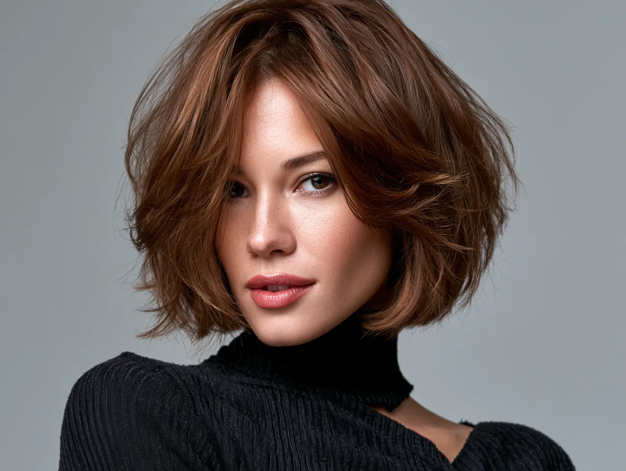 layered bob for square face