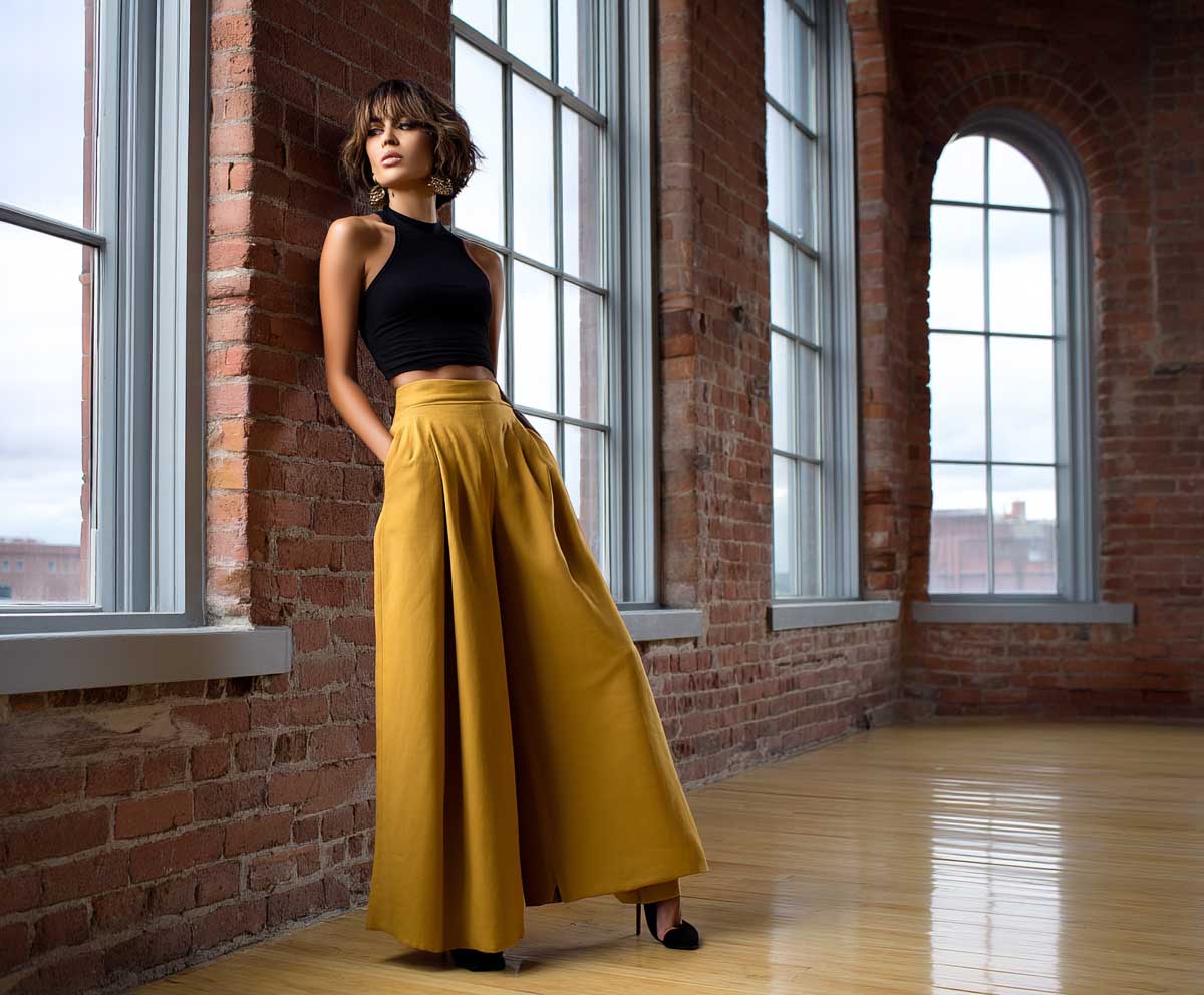 Sunny Yellow Crop and Black Denim Contrast