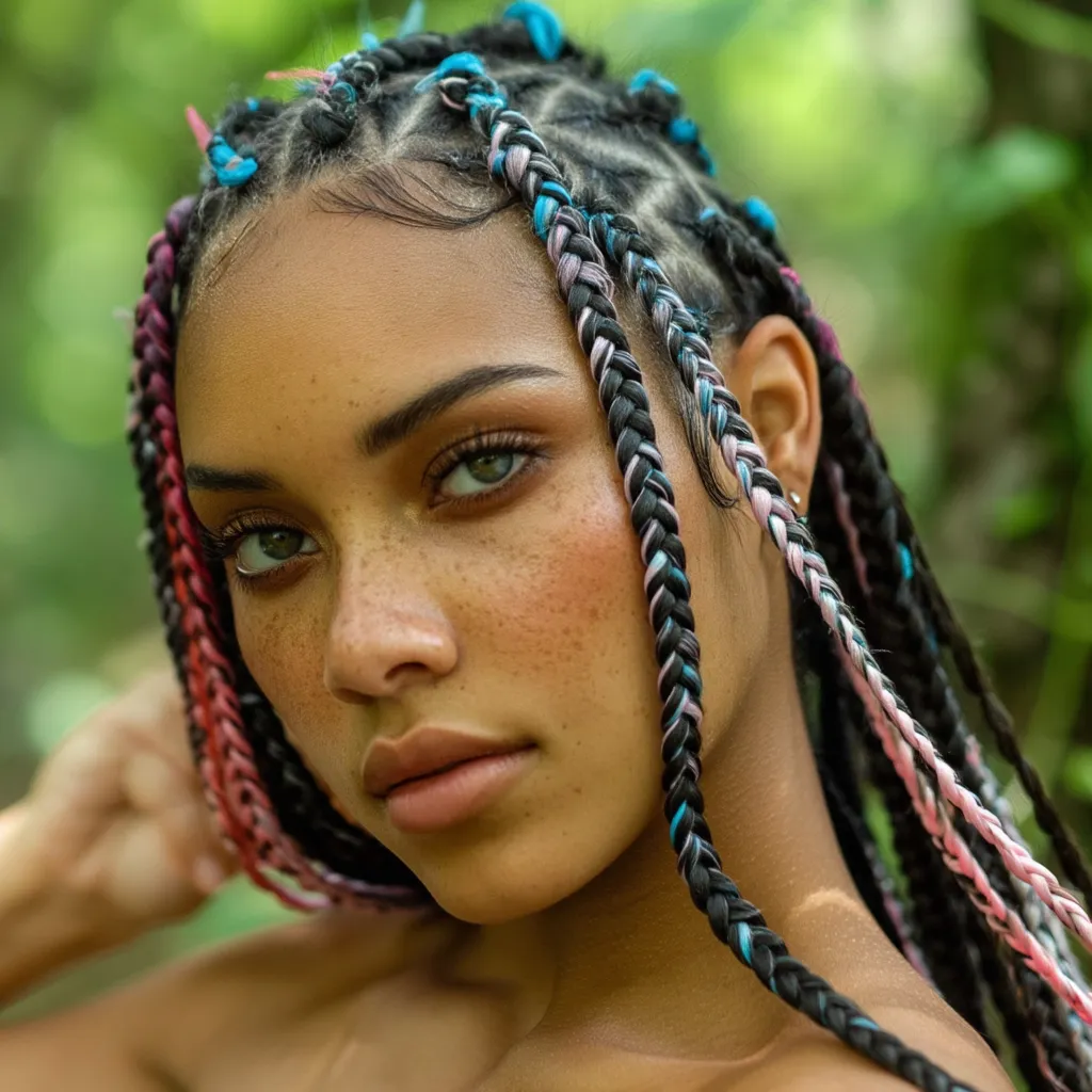 rainbow goddess braids