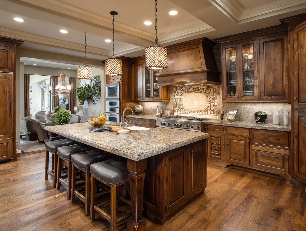 Countertop options for modern brown cabinets