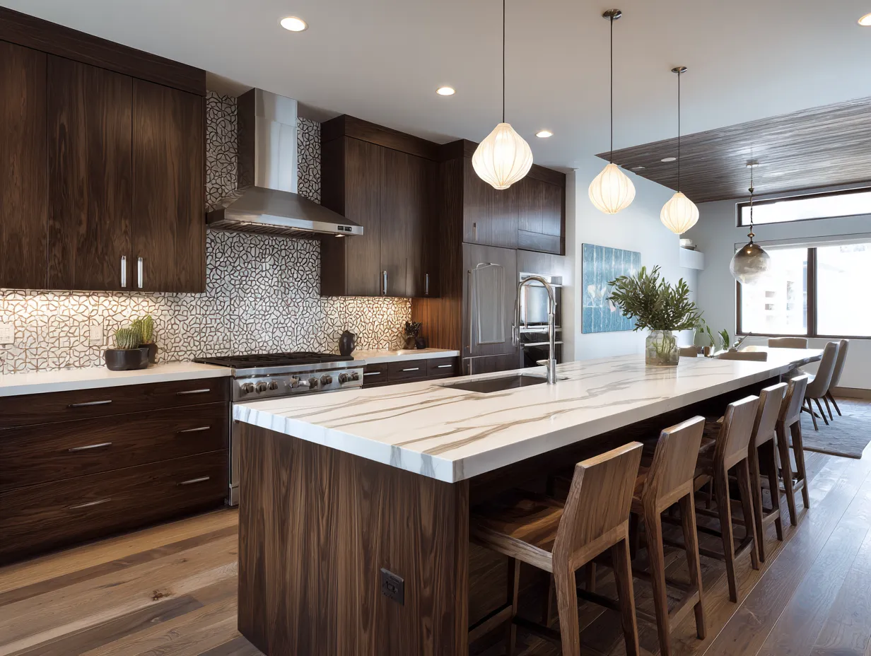 Kitchen Lighting That Makes Brown Cabinets Pop