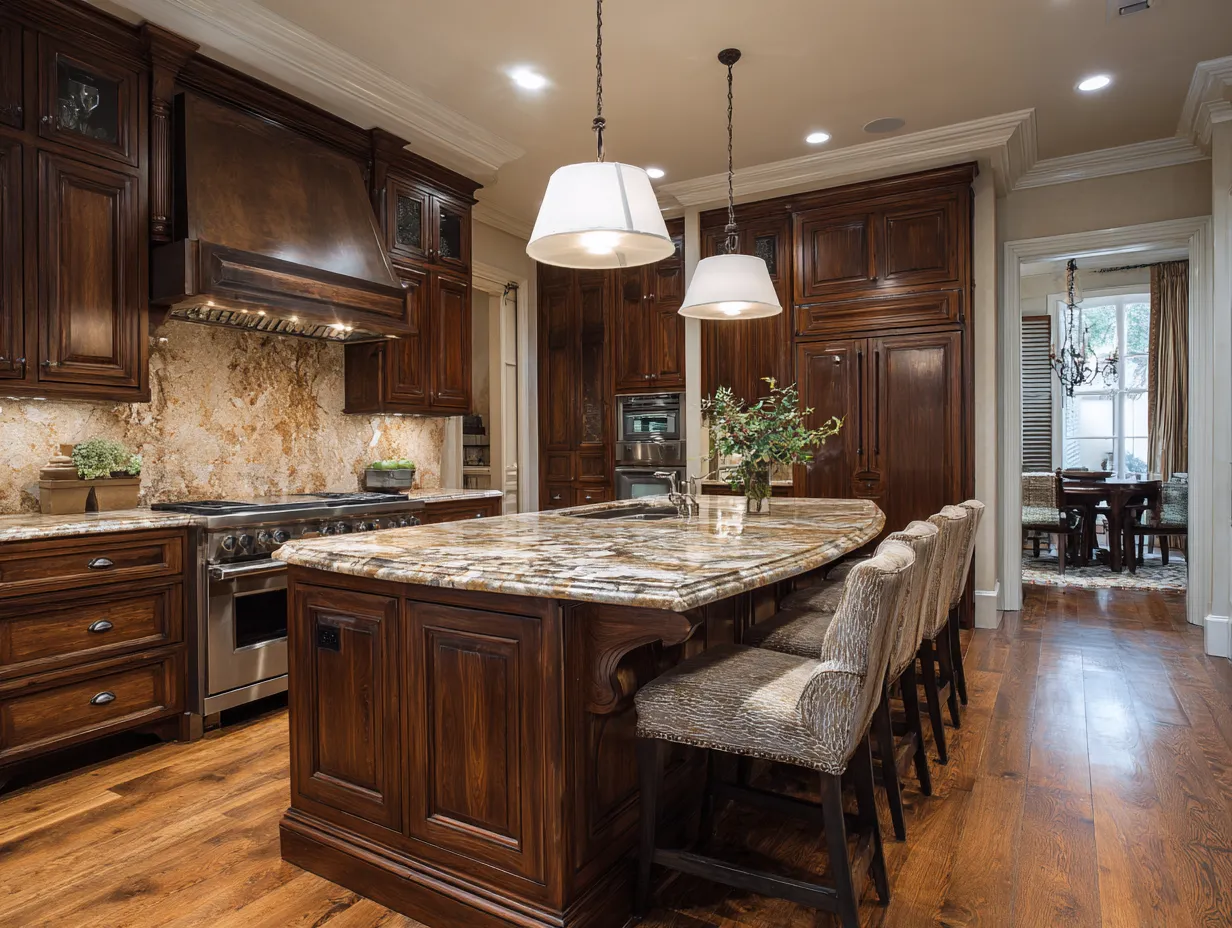 Brown kitchen cabinet shade comparison in modern kitchen