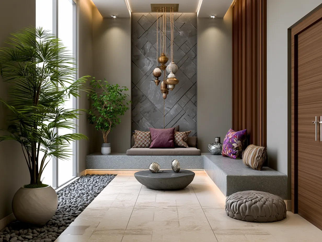small entrance lobby design with functional storage