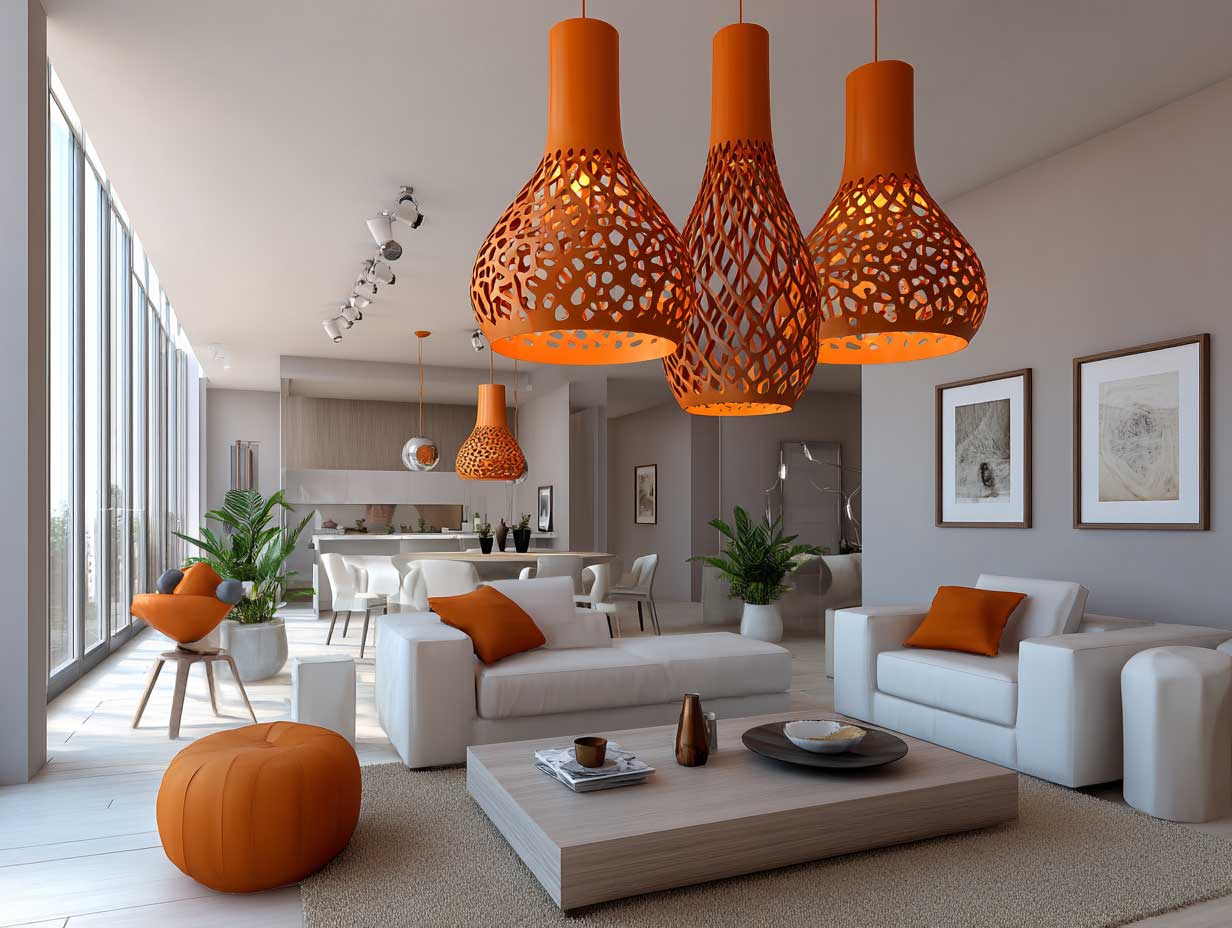 8+ Apartment Furnishing Ideas with Bright Orange Details