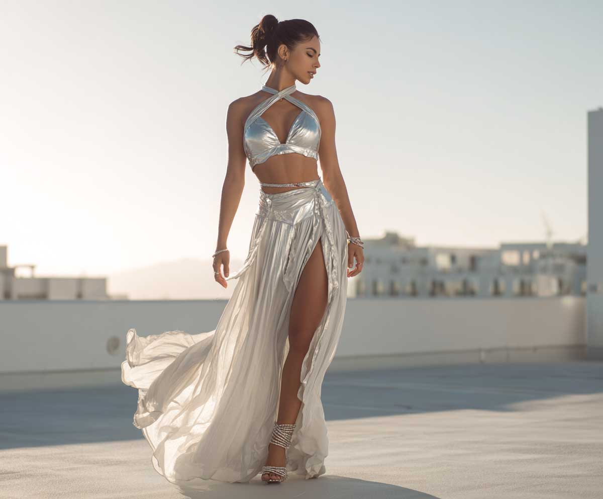 5+ Night Out Outfit Ideas in Bustier Tops and Maxi Slit Skirts