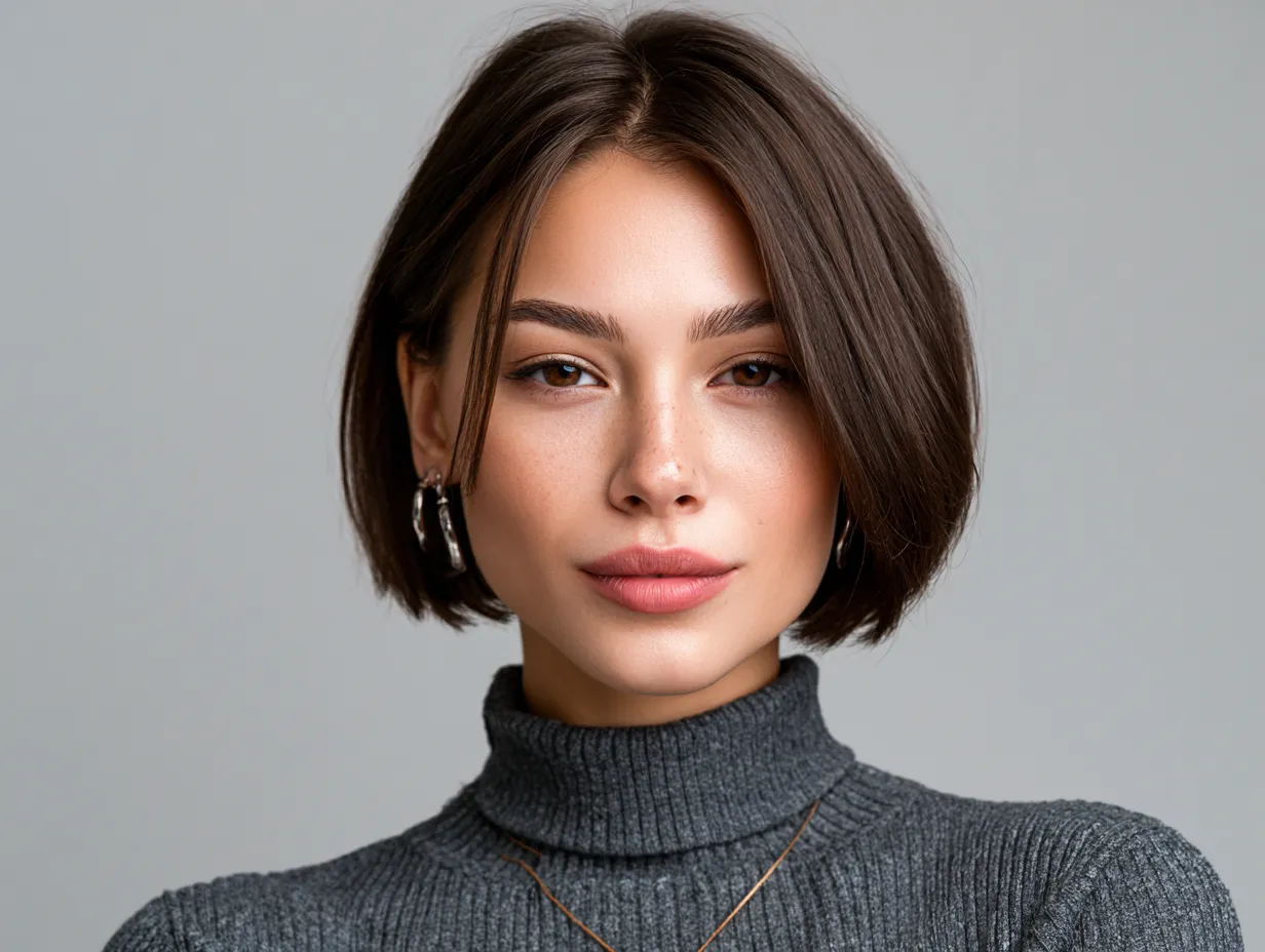 blunt cut bob with side part