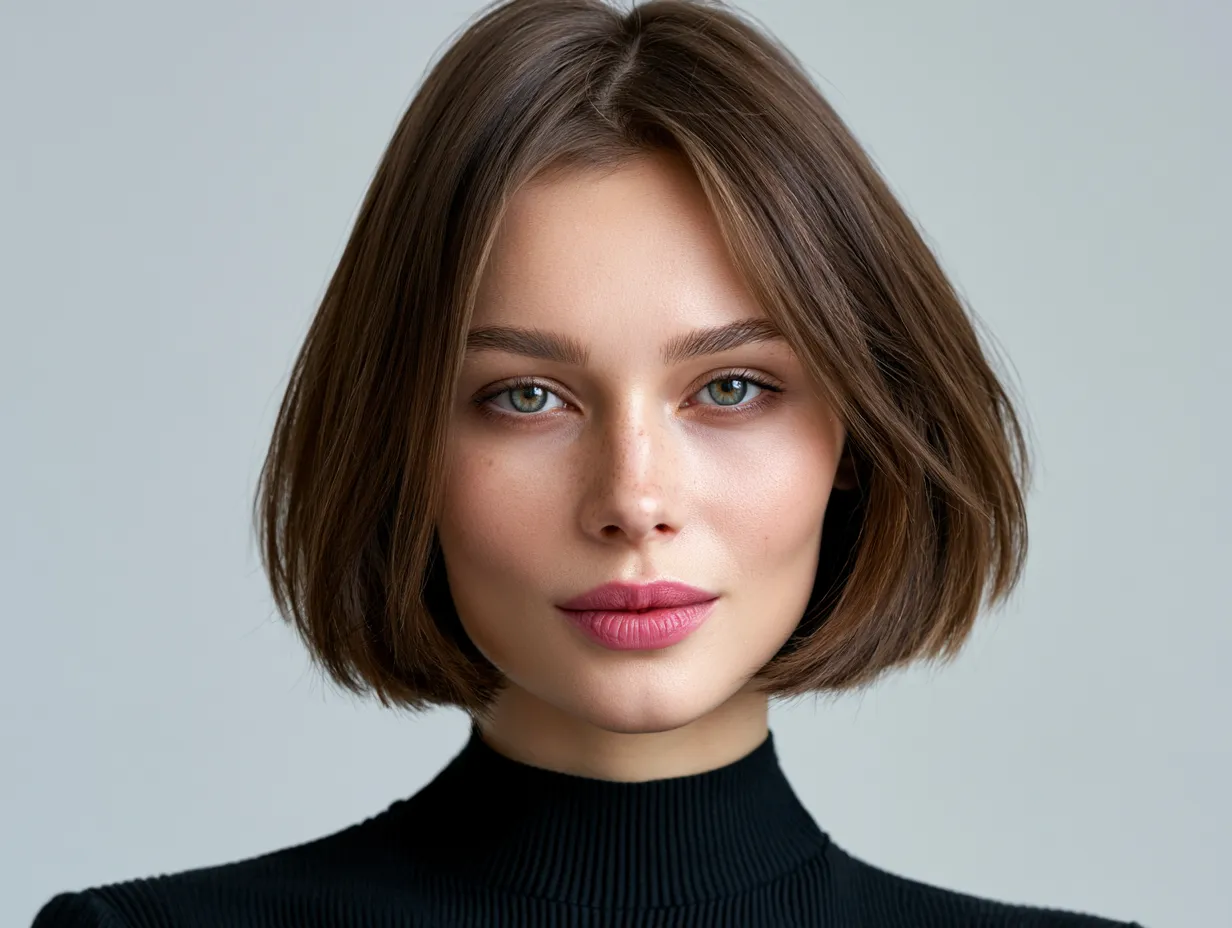 blunt cut middle part