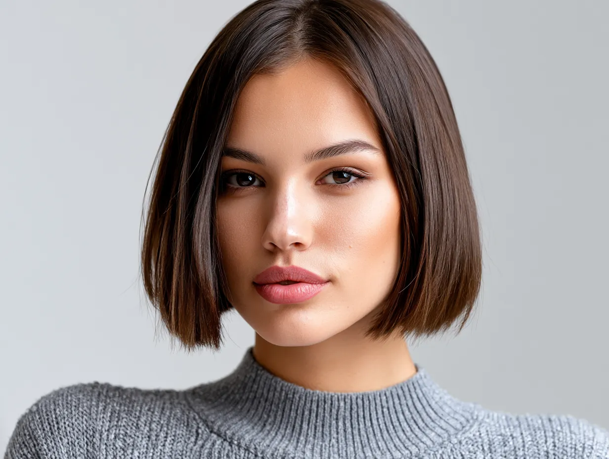blunt bob middle part