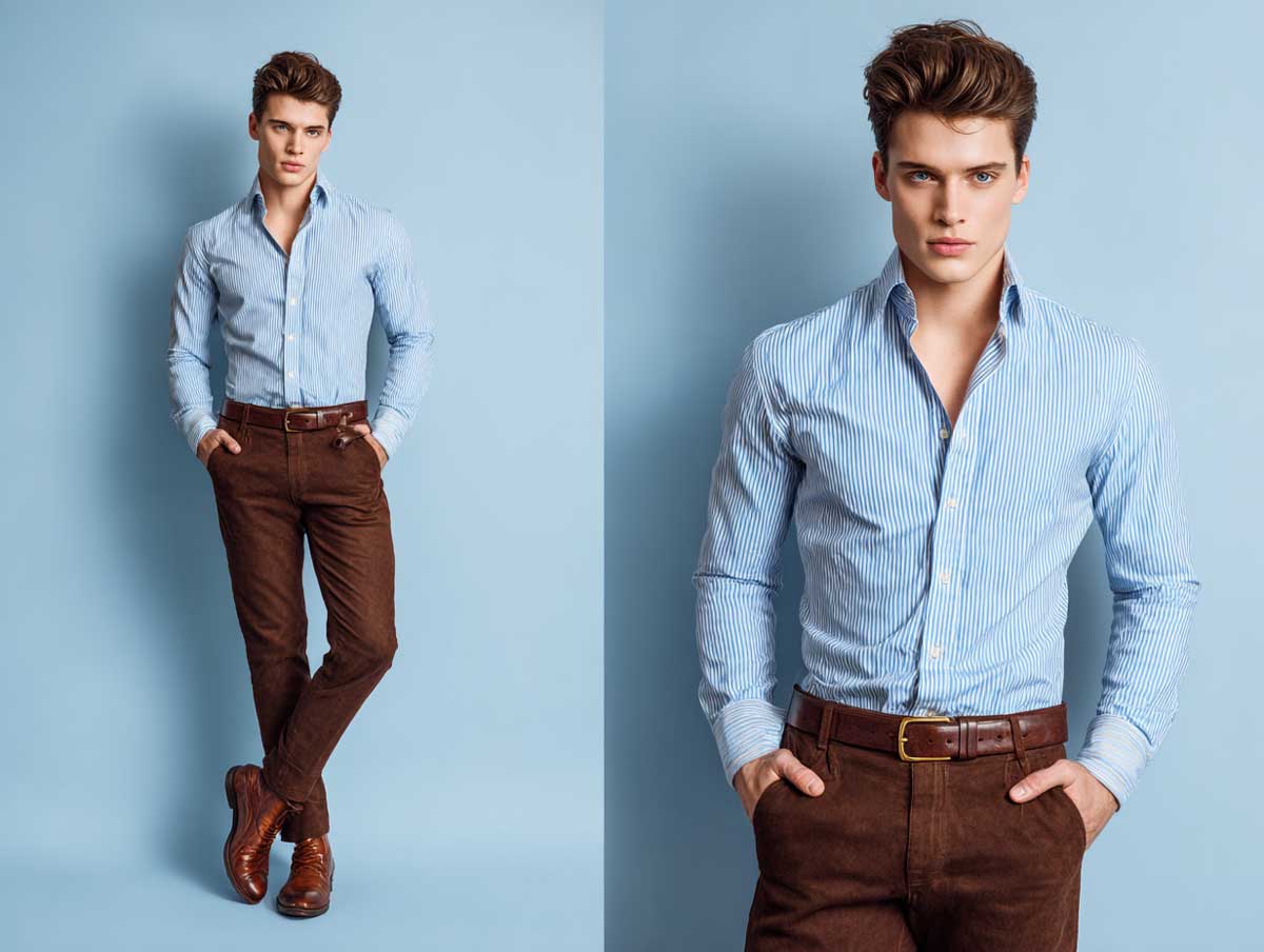 Mens Birthday Outfit Ideas Featuring Sky Blue and Chocolate Brown - 4