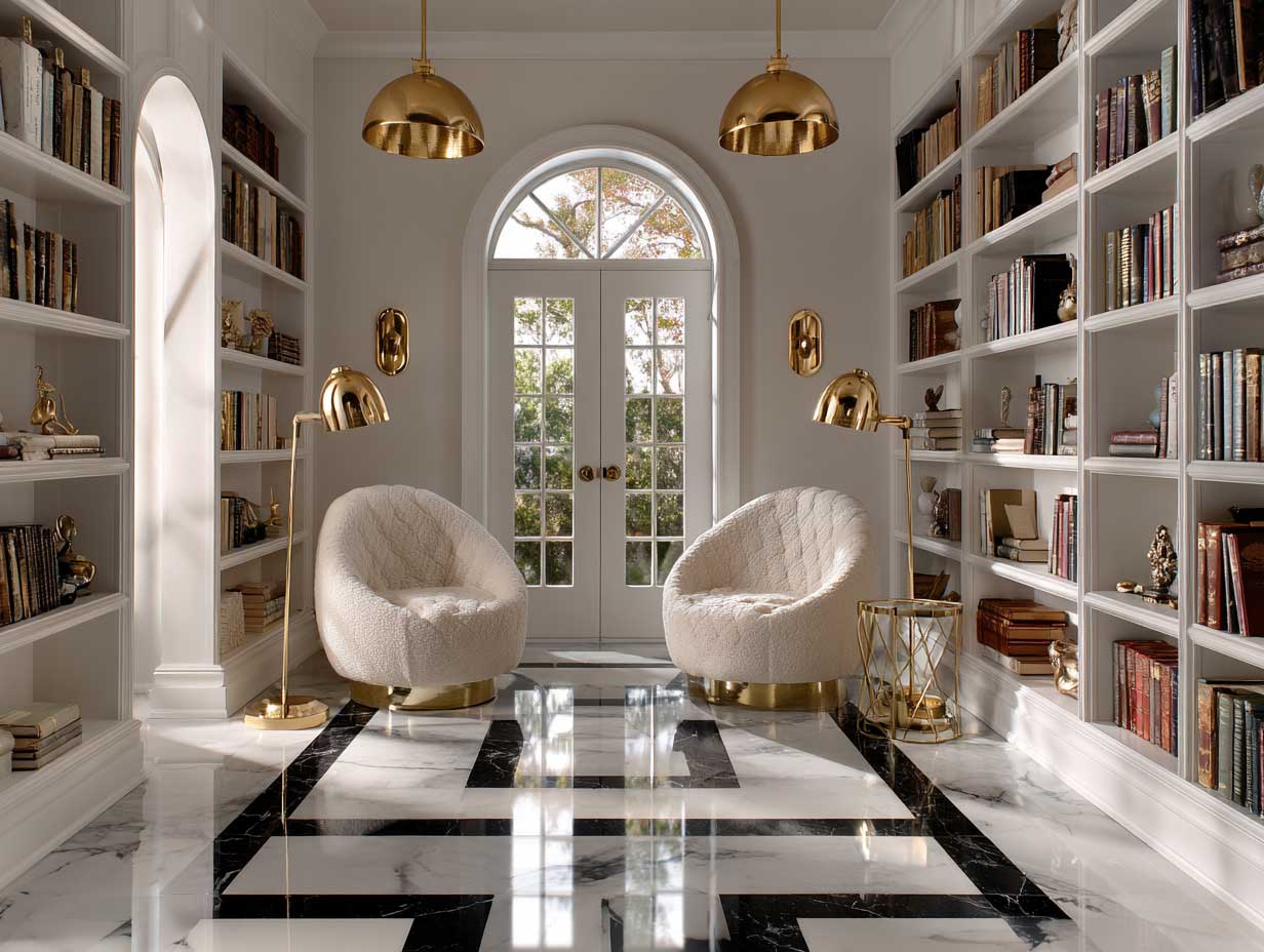 Art Deco Floor Marble Design with Bold Symmetry