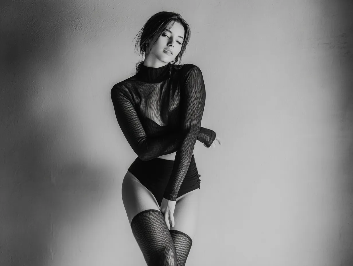 High Waisted Black Pants and Leggings Outfit Idea