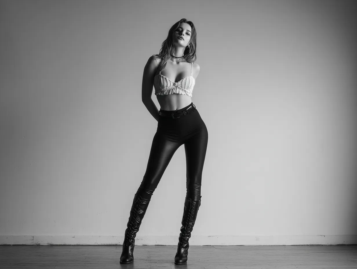 black high waisted trousers