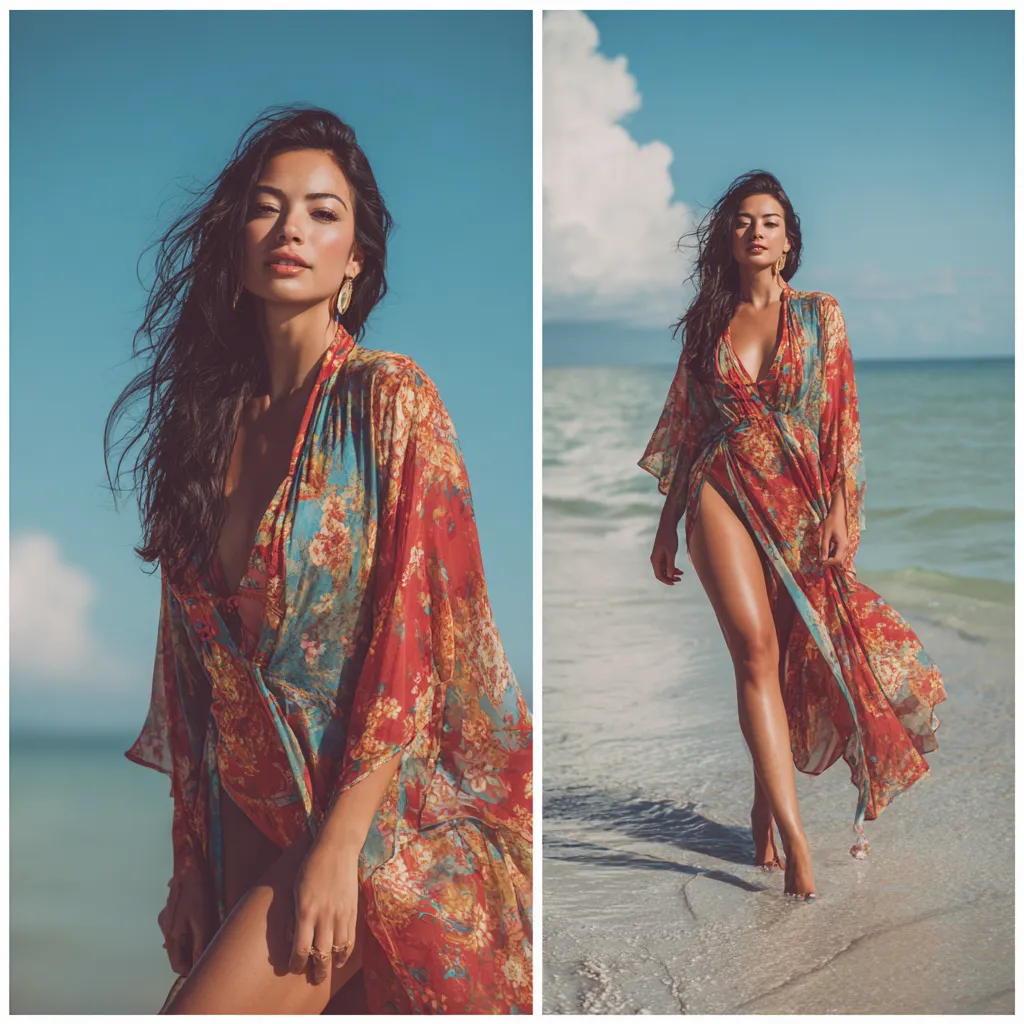 Kimono-and-Swimsuit Beach Outfits That Actually Look Put Together