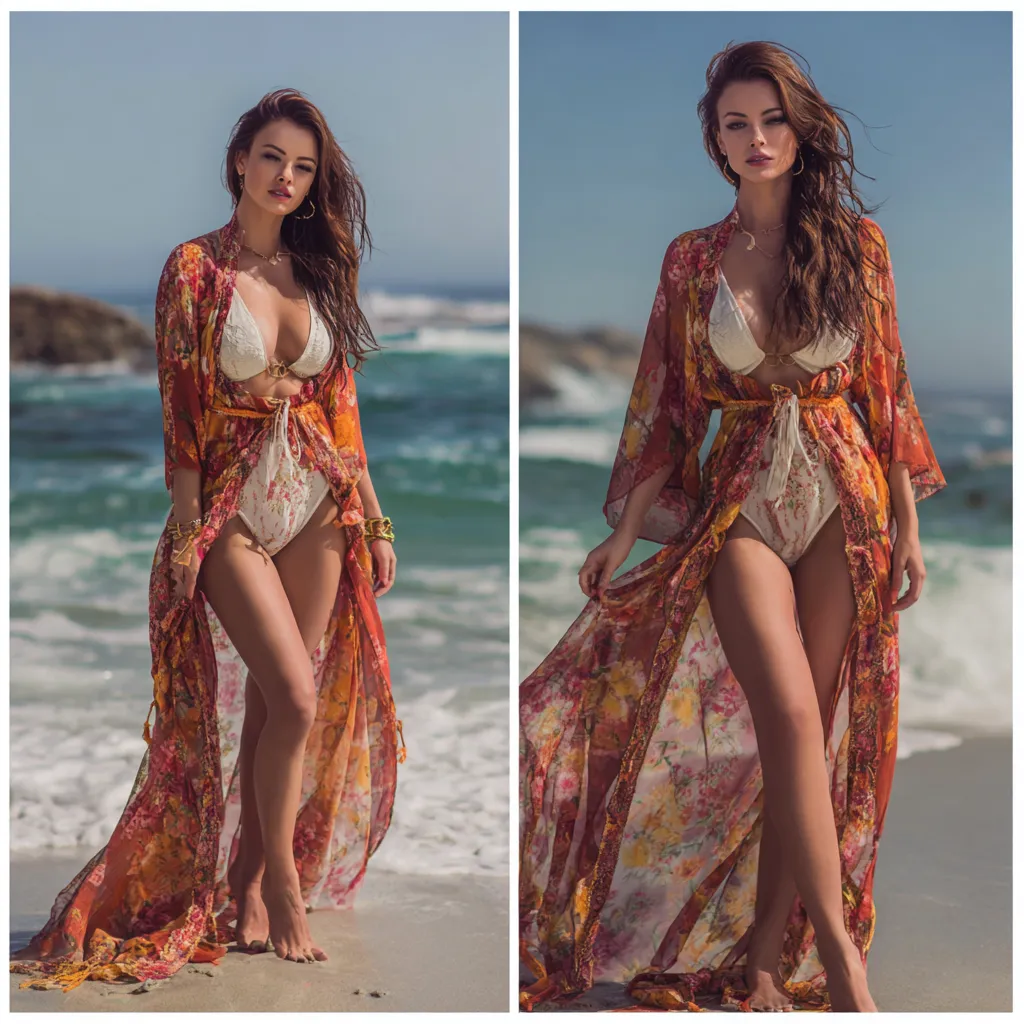 Kimono-and-Swimsuit Beach Outfits That Actually Look Put Together