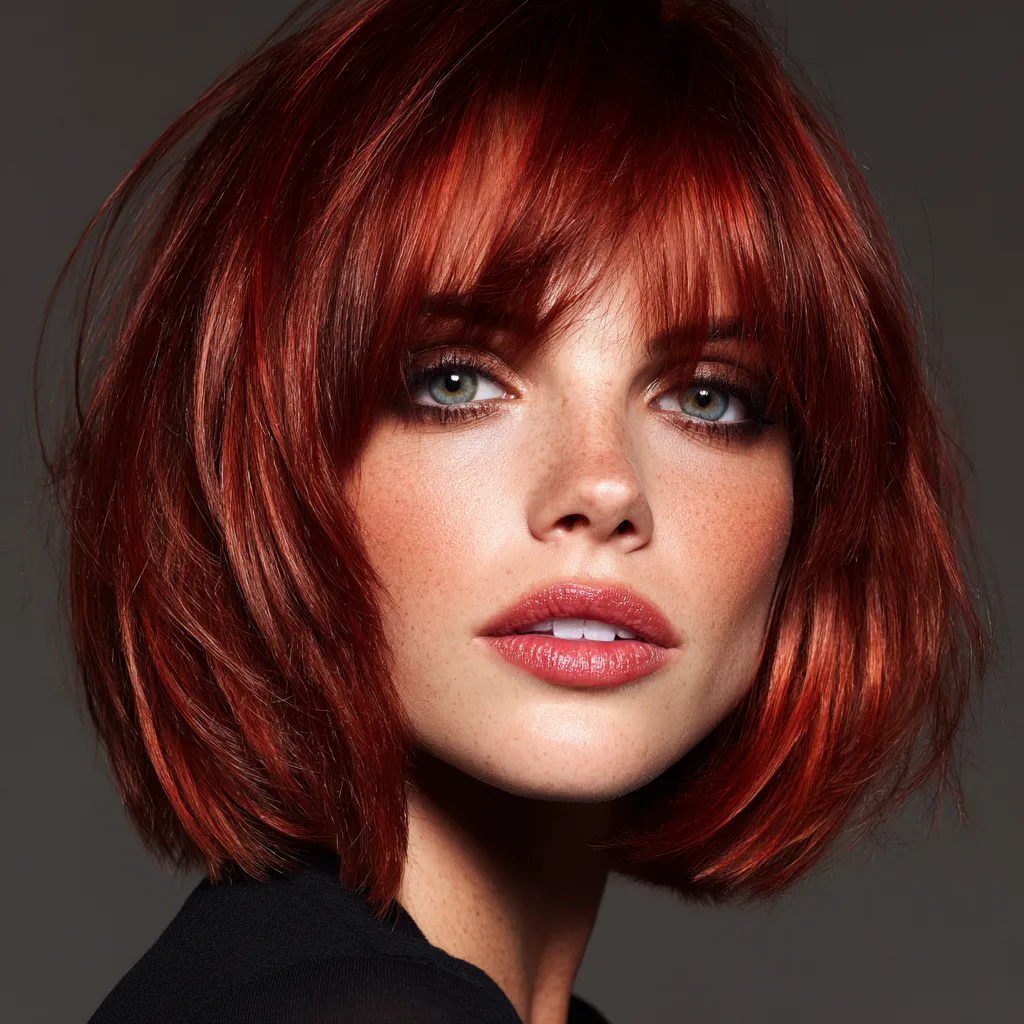 long bob burgundy hair