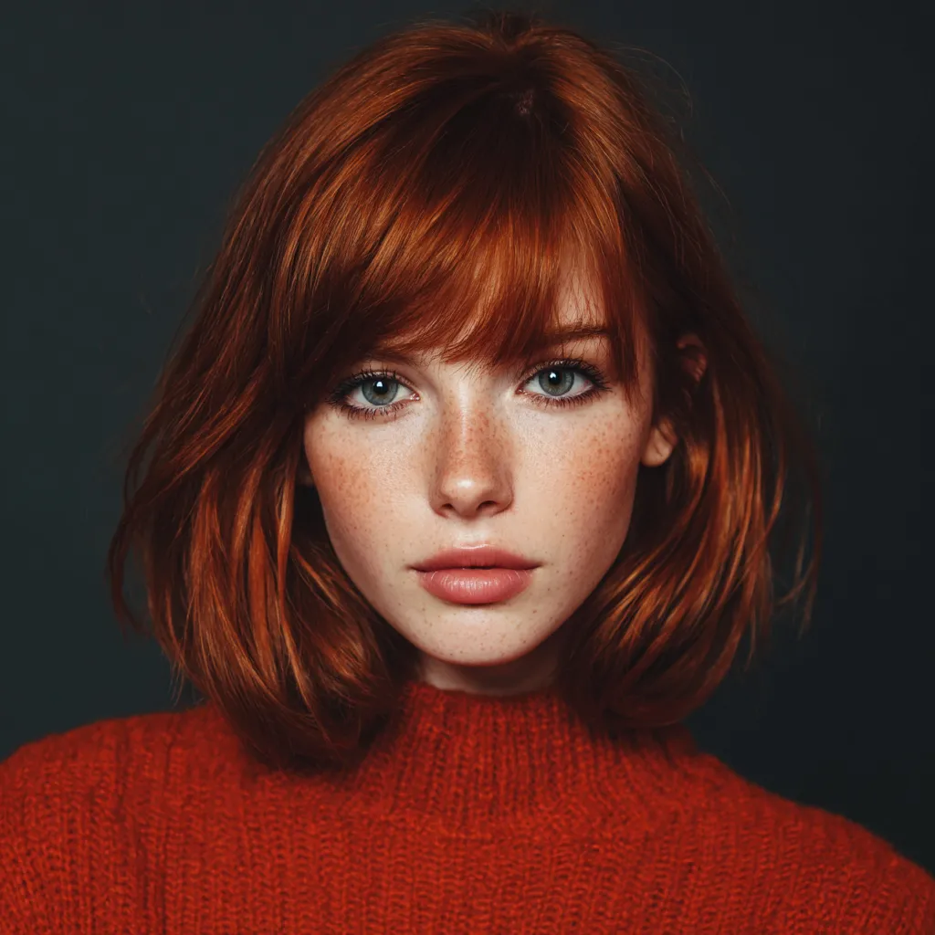 red hair long bob