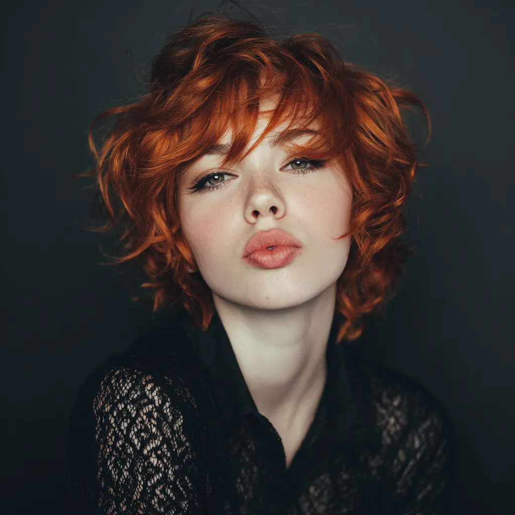 short red wavy hair