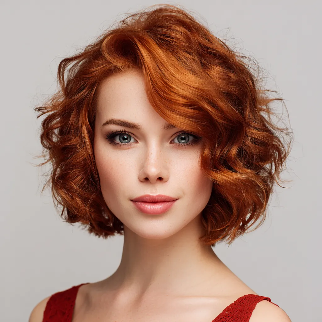 red short wavy hair