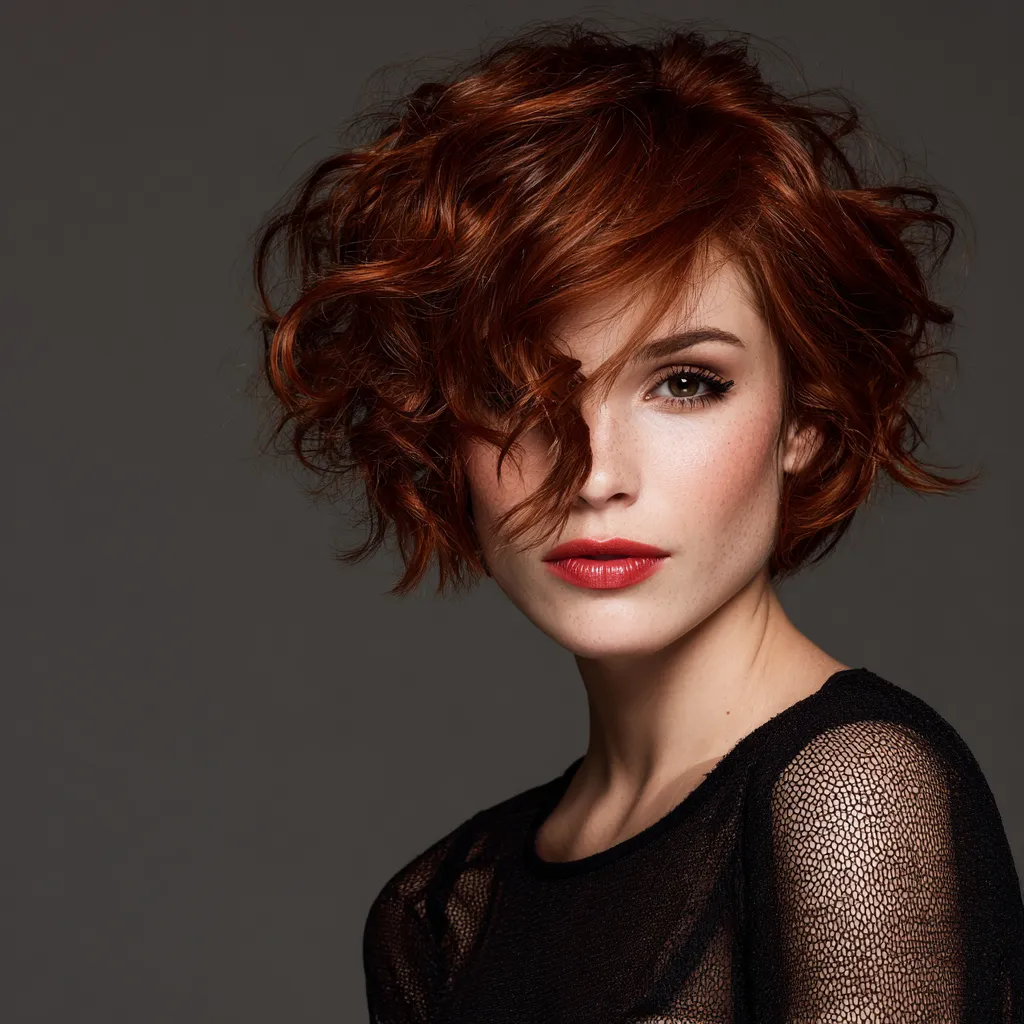 short wavy red hair