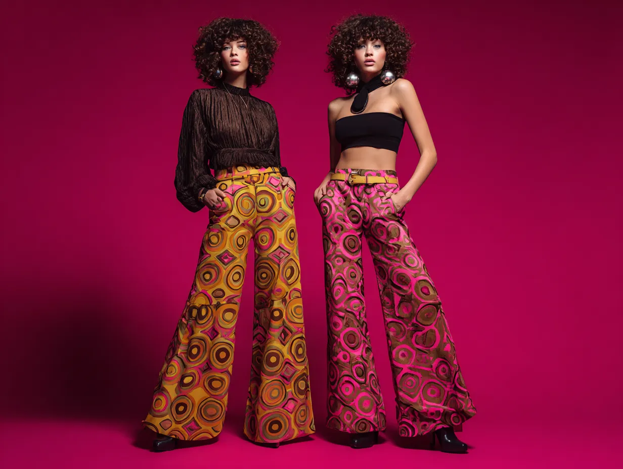 Retro theme outfit with funky 70s high-waisted pants