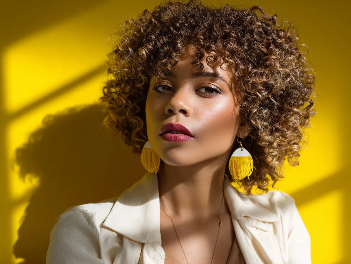 Natural curly hairstyles in sunny yellow glow - 3