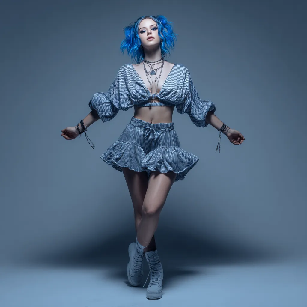 electric blue and silver outfit photo examples